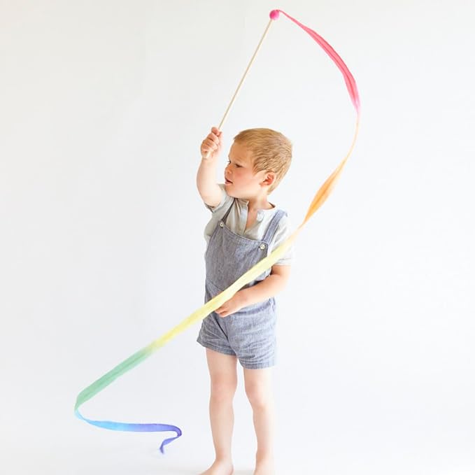 Sarah's Silks Pink Rainbow Streamer | Ribbon Dancer Toy