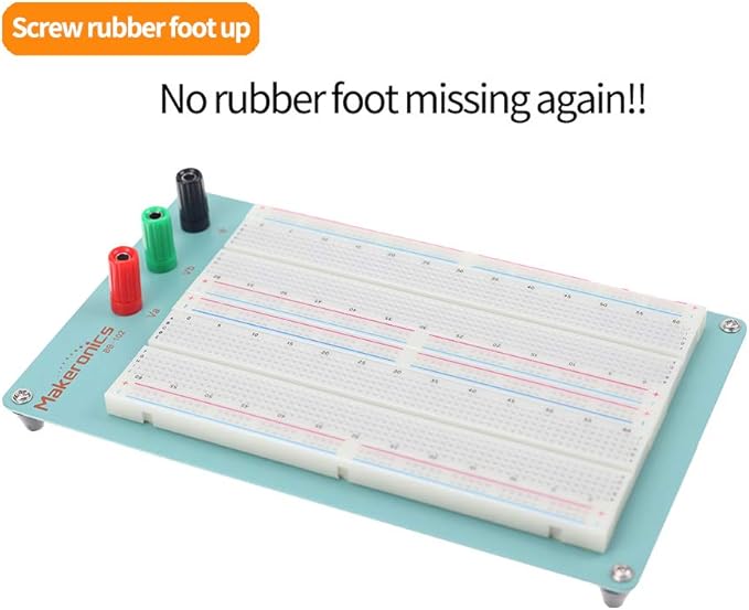 Makeronics 1660 Tie-Points Solderless Breadboard with Blue Aluminum Back Plate for Circuit/Arduino/Raspberry Pi Prototyping