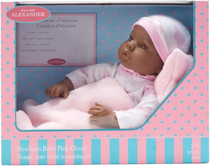 Madame Alexander 16-Inch Lee Middleton Newborn Baby Doll, Pink Cloud, Dark Skin Tone