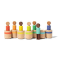 Lovevery Post & Play Peg People Baby Toy, 7 Wooden Peg Doll Practice Color Matching, Stacking, and Balancing, Ages 13 Months +