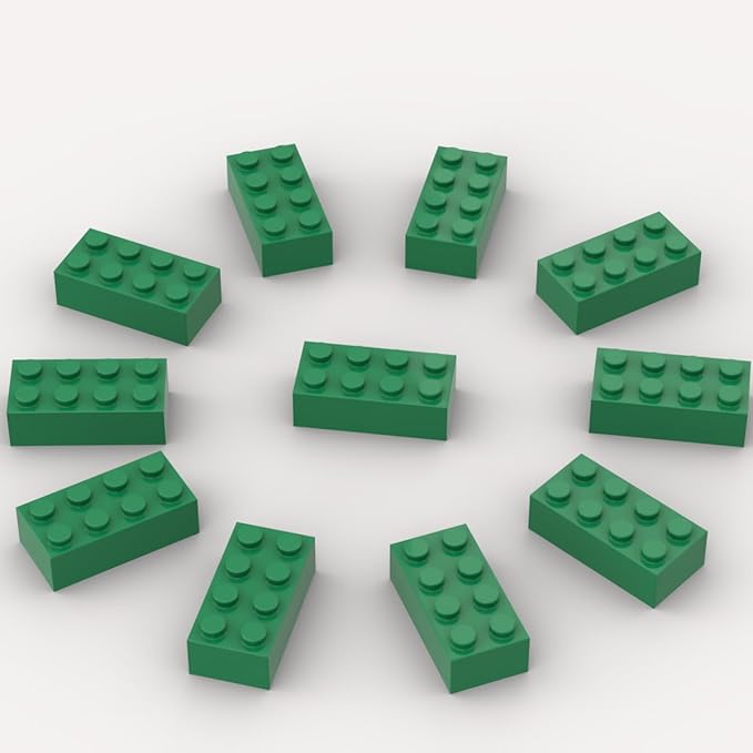 500 Piece Bulk Green Bricks, 2x4 Building Bricks, Compatible with Lego: Green Bricks