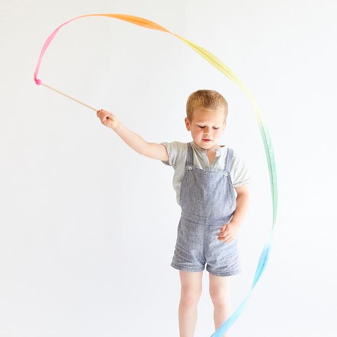 Sarah's Silks Pink Rainbow Streamer | Ribbon Dancer Toy