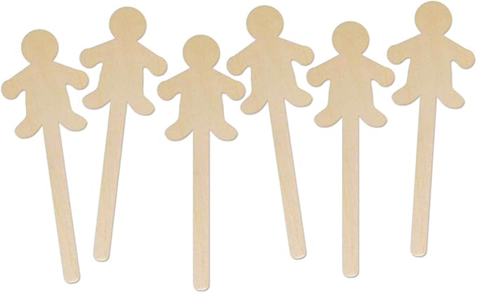 Hygloss Natural Wood Popsicle Sticks - Craft Stick - Great for Arts and Crafts - People Shape - 6.25 Inches High - 6 Pcs