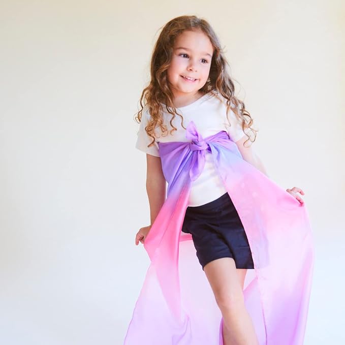 Sarah's Silks Set of 5 Enchanted Playsilks - 100% Silk Play Scarves for Kids and Toddlers | Bright Colored 35" Large Square Scarves Perfect for Dance, Imaginative and Pretend Play