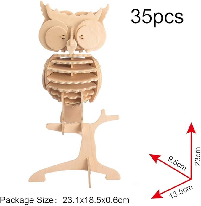 Georgie Porgy 3D Wooden Puzzles for Kids Toys Construction Woodcraft Kits DIY Model Puzzle Kits Birthday Gifts Pack of 6 (Bee Owl Butterfly Unicorn Sea Turtle Dolphin)