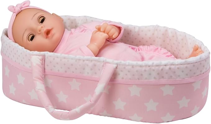 Adora Adoption Babies Essentials, 8-Piece Adoption Baby Doll Accessories and Bunny Toy includes Pink Bassinet, Ruffled Onesie, Headband, Blanket, and Bottle Birthday Gift For Ages 3+ - It's A Girl