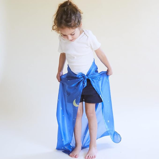 Sarah's Silks Enchanted Playsilk, 100% Silk Scarves for Kids and Toddlers, Sensory Toys | Bright Square Scarves, Montessori Waldorf Toys for Imaginative Pretend Play - Starry Night