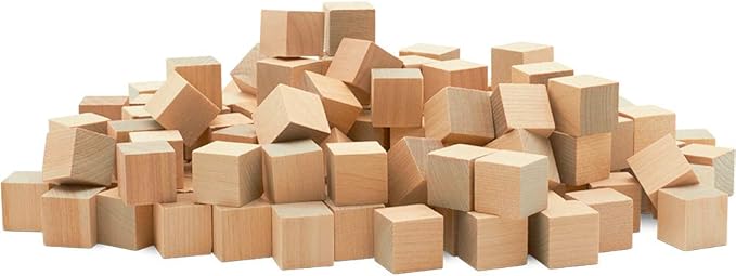Wooden Blocks, 3/4 Inch Unfinished Wood Blocks for Crafts, Pack of 2000 Wooden Cubes, Plain Wooden Blocks for Baby Shower, Small Blank Wooden Blocks, STEM, Building, Birch Wood Cubes for Crafts