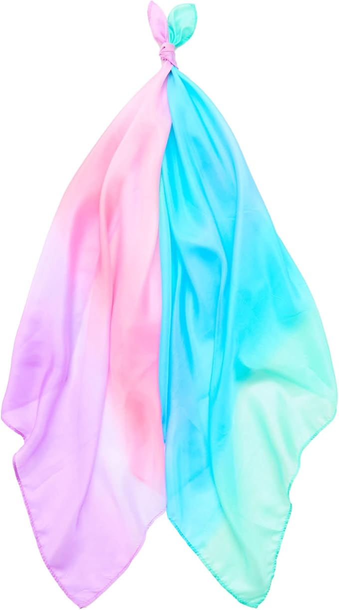 Sarah's Silks - Set of 2 Mini Playsilks, 100% Silk 21" Square Scarf for Dance, Movement and Pretend Play - Blossom and Sea