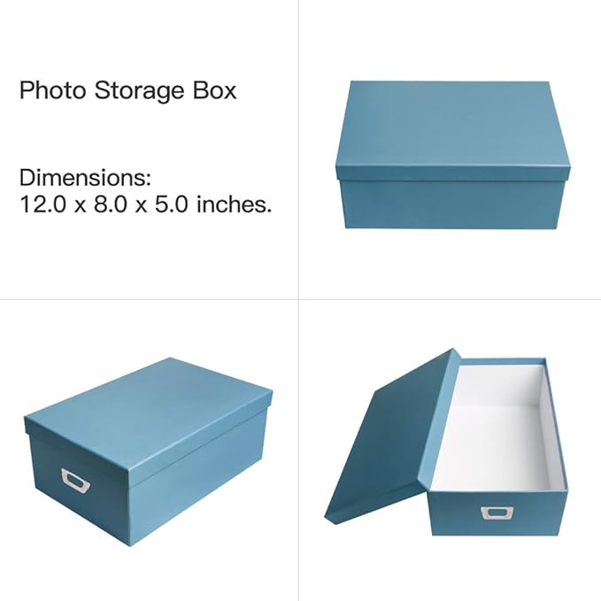 novelinks Photo Case 4" x 6" Photo Storage Box - 10 Inner Picture Storage Container (Sky Blue, 2 Pack)