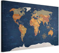 artgeist Acoustic Canvas Wall Art Print World Map 35x24 in - 1pcs Picture with Acoustic Foam Sound Print Artwork Room Acoustics Soundproofing Poster Map of The World World Travel Map k-C-0048-b-b