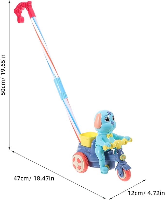 Toyvian Plastic Baby Push Toy Toddler Pull with Handle Basket Pull Along Music Puppy Push and Walking Baby Walk Behind for Infant Learning Walker 19.6 Inch