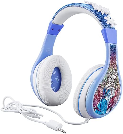 Frozen 2 Kids Headphones, Adjustable Headband, Stereo Sound, 3.5Mm Jack, Wired Headphones for Kids, Tangle-Free, Volume Control, Foldable, Childrens Headphones Over Ear for School Home, Travel