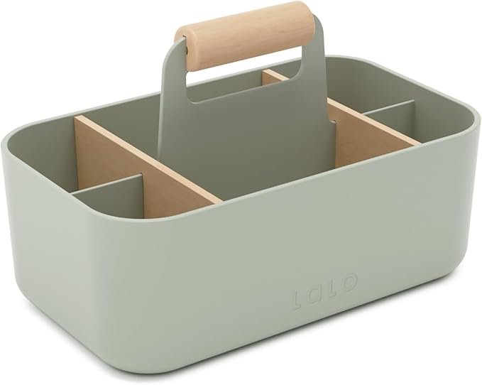 Lalo The Caddy - Multi-Purpose Storage Solution with Removable Dividers, Perfect as a Diaper Caddy, Bath Time Organizer & Art Caddy, BPA-Free, Multiple Compartments - Sage