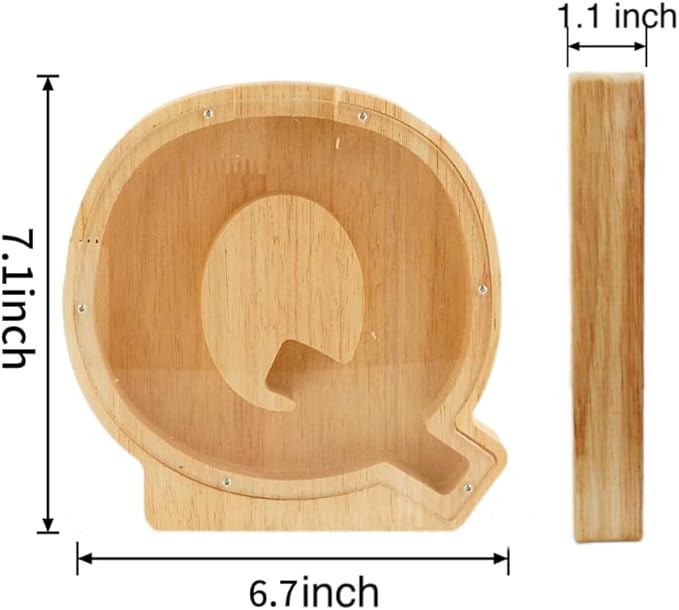 Twenty-six English Alphabet A-Z Letter Piggy Bank,Large-Capacity Transparent Wooden Alphabet Piggy Bank，Personalized Coin Savings Box, Name DIY Creative Purchase Combination.