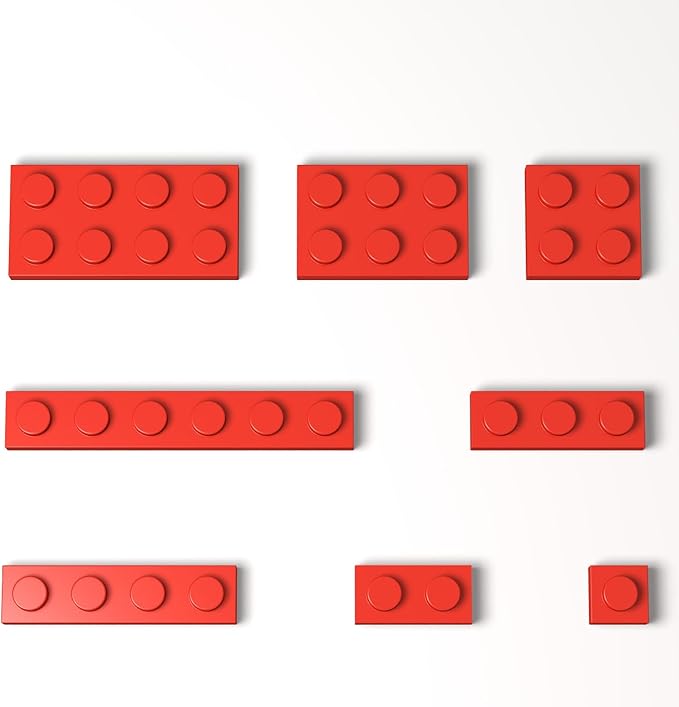 100 Pieces Classic Building Plate Assortment Pack, 8 Sizes Small Baseplates Multipacks, Compatible with Lego Parts and Pieces, Small Plate for Building(Color:Red)