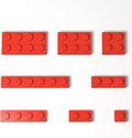 100 Pieces Classic Building Plate Assortment Pack, 8 Sizes Small Baseplates Multipacks, Compatible with Lego Parts and Pieces, Small Plate for Building(Color:Red)