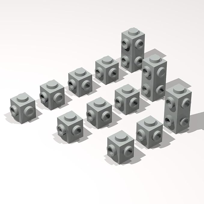 Classic Building Brick Bulk, 1x1 with Studs on 2 Sides Adjacent 260 Piece, Compatible with Lego Parts and Pieces: (Color:Light Gray)