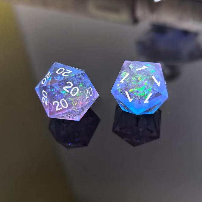 Roll of Fate D20 Dice Set – All Natural 20 or All Natural 1 – Designed for D&D Players Seeking Epic Victories or Failures (BluePurple)