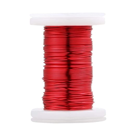 BNTECHGO 24 AWG Magnet Wire - Enameled Copper Wire - Enameled Magnet Winding Wire - 2 oz - 0.0197" Diameter 1 Spool Coil Red Temperature Rating 155℃ Widely Used for Transformers Inductors