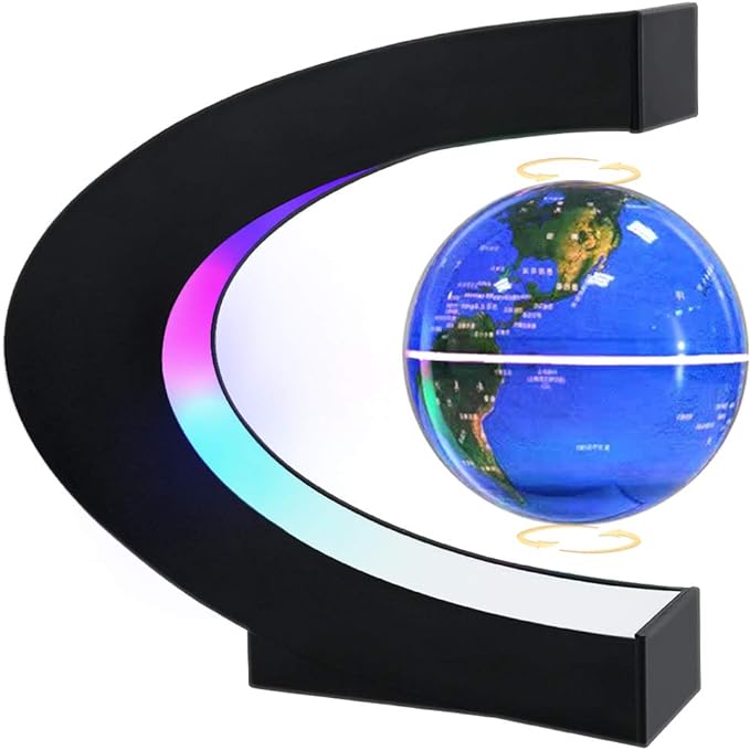 Magnetic Levitating Globe with LED Light, Cool Tech Gift for Men Father Boys and Girls, Birthday Gifts for Kids, Floating Globes World Desk Gadget Decor in Office Home Display (Blue)