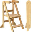 Toddler Tower, Foldable Step Stool for Toddlers, Toddler Kitchen Stool Helper with 3 Adjustable Height Safty Rail and Anti-Tip Structure, Learning Tower for Toddlers Baby Kids