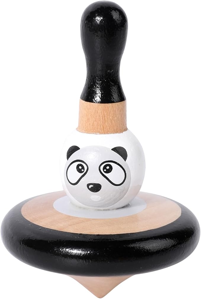 WODI 4PCS Wooden Spinning Tops - Adorable Animal Gyroscope Toys for Toddlers, Safe & Fun Montessori Educational Gift, Fidget Spinner for Kids/Toddlers (#1)