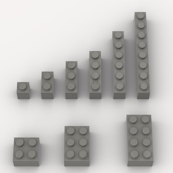 100 Piece Dark Gray Bricks Bulk Assortment Pack, 9 Size Dark Grey Classic Building Blocks Bricks, Compatible with Lego Parts and Pieces(Color: Dark Gray)