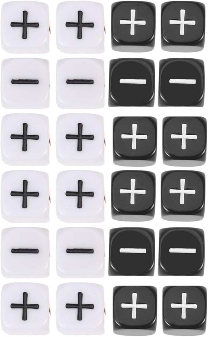 STOBOK 24Pcs Math Dice, 6 Sided Games Dice for Preschoolers, Dices Minus Plus Table Games Dice for Classroom/Party