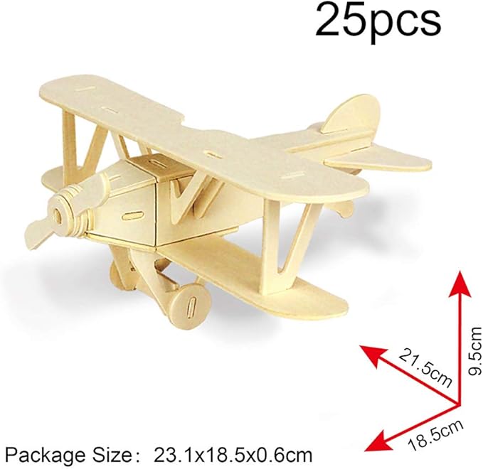 Georgie Porgy 2 Packs of 3D Wooden Puzzles, DIY Models Kits for Kids, Dinosaur Animal Airplane Car Woodcraft Construction Toy DIY Projects (Biplane Helicopter)