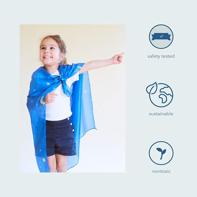 Sarah's Silks Enchanted Playsilk, 100% Silk Scarves for Kids and Toddlers, Sensory Toys | Bright Square Scarves, Montessori Waldorf Toys for Imaginative Pretend Play - Starry Night