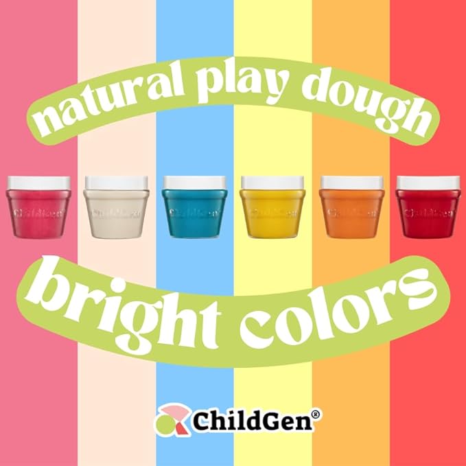 Natural Play Dough Set, Non-Toxic, Super Soft, Long Lasting Playdough, Modeling Dough, Kids Arts & Crafts, Preschool Toys, 6-Pack of 4.5-Ounce Cans
