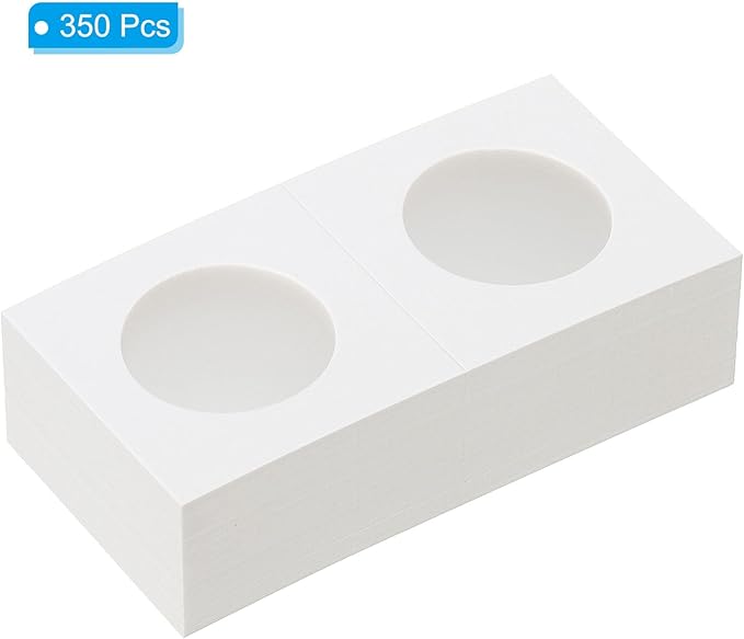 PATIKIL 2x2 Coin Flips, 350 Pack 31.5mm Cardboard Coin Holder Paper Coin Holders for Coin Collection Supplies Collector, White