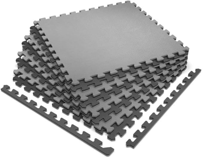 Norsk Multi-Purpose Reversible Floor Mats - EVA Interlocking Foam Tiles (Gray/Black 4 Tiles - 16 sq. Ft. 1/2" Thick)