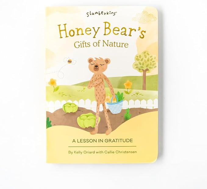 Slumberkins 14" Honey Bear Kin & 2 Board Books Complete Set Bundle | Promotes Gratitude, Respect & Sharing | Social Emotional Tools for Ages 0+ (Honey Bear Kin Plush + 2 Board Books)