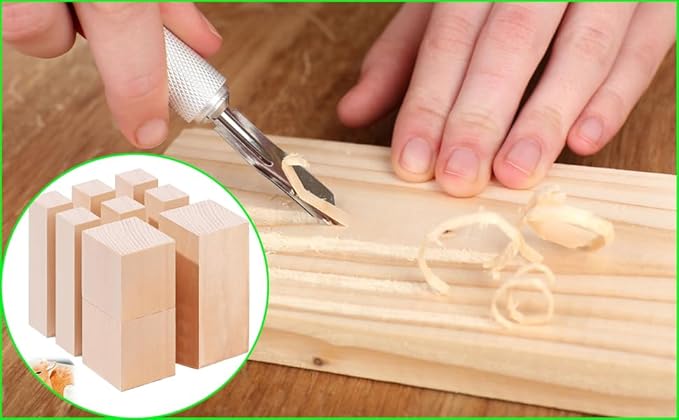 9Pcs Basswood Carving Blocks, 3 Sizes Whittling Wood Basswood Blocks Kit for Wood Carving for Beginners Kids and Adults 6*(1x1x4) in,2*(2x2x2) in,1*(2x2x4) in
