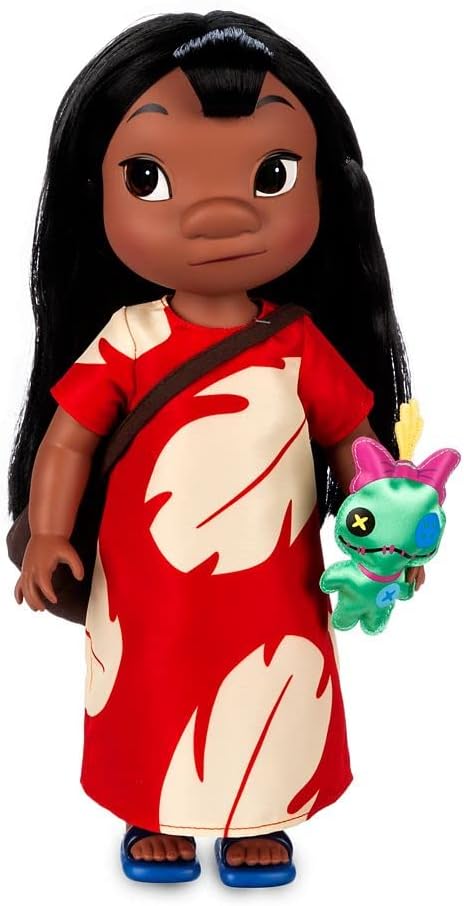 Disney Store Girl's Animators' Collection Lilo Doll – Lilo & Stitch – 16 Inches - Scrump with Molded Details, Fully Posable Toy in Satin Dress - Suitable for Ages 3+ Toy Figure