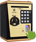Toy Safe Box, ATM Piggy Bank, Money Coin Savings Bank, Great Gift for Children Kids (Golden/Black)