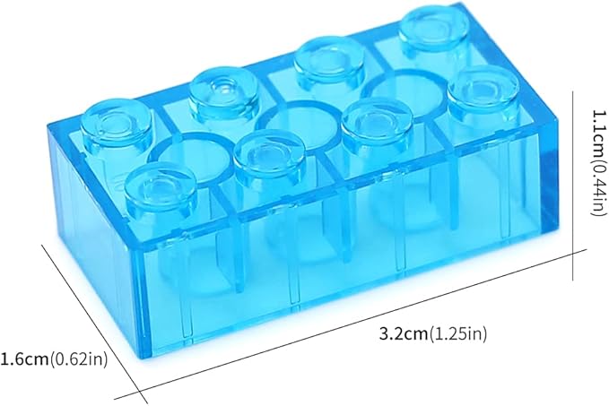 Feleph 100pcs 2x4 Bricks Trans-Medium Blue Pieces Parts Building kit Creative Play Set Blocks Classic Toy Accessories Compatible with 3001 Major Brands