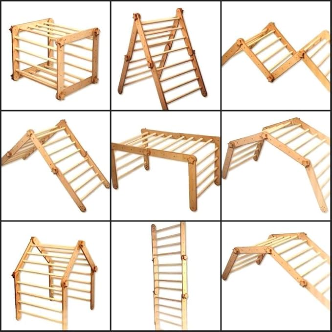 Montessori Climbing Cube and Triangle for Kids | Foldable Climbing Set | Indoor Activity Cube | Climbing Set with Cube and Triangle for Toddler | Foldable Wooden Jungle Gym (CUBE+ARCH+RAMP L)