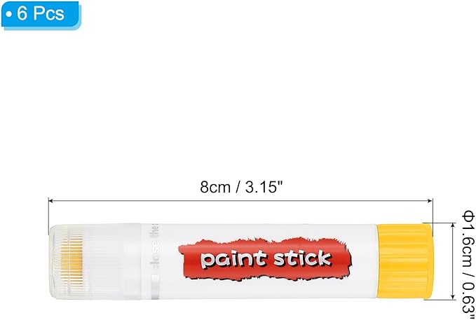 PATIKIL Tempera Paint Sticks, 6 Pcs Solid Tempera Paints Sticks Washable Bulk Markers Pen Quick Drying for Artists Beginners Art Supplies, Light Yellow