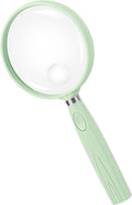 Feosky Handheld Reading Magnifier, 10X 30X Magnifier, 75mm Shatterproof Lens, Non-Slip Handle for Adults Close Work, Seniors Reading and Kids Nature Exploration, Hobby Observation (Green)