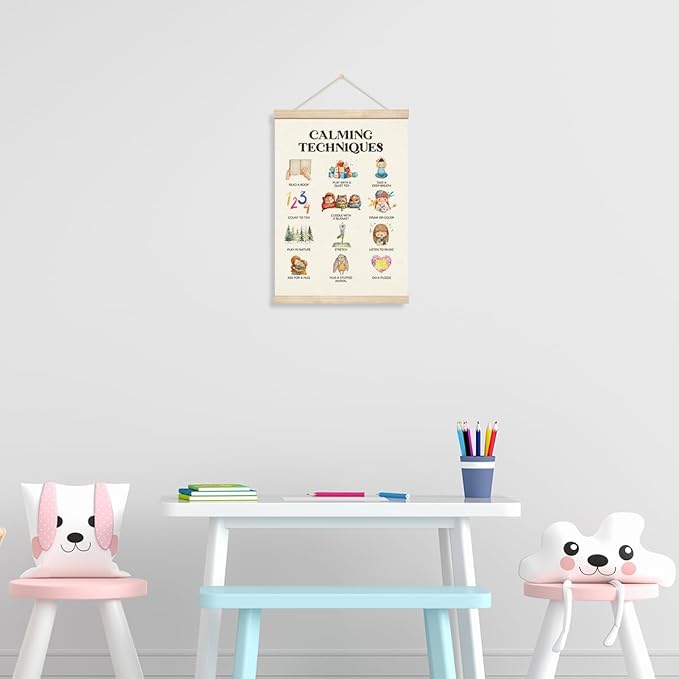 Geondos Calming Techniques Canvas Wall Art, Mental Health Posters, Special Education Banner, Office School Decor, Decoration for Calming Corner Classroom, Emotions Learning Chart for Kids