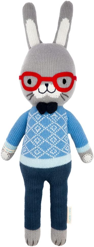cuddle + kind Benedict The Bunny Regular 20" Hand-Knit Doll – 1 Doll = 10 Meals, Fair Trade, Heirloom Quality, Handcrafted in Peru, 100% Cotton Yarn
