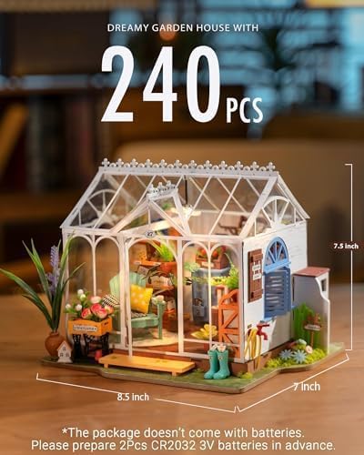 Rolife DIY Miniature House Kit for Adults, Easy Assemble Mini Greenhouse Dollhouse Building Model Sets, Tiny Wooden Garden House Hobby Crafts as Unique Gift Ideas or Home Decor