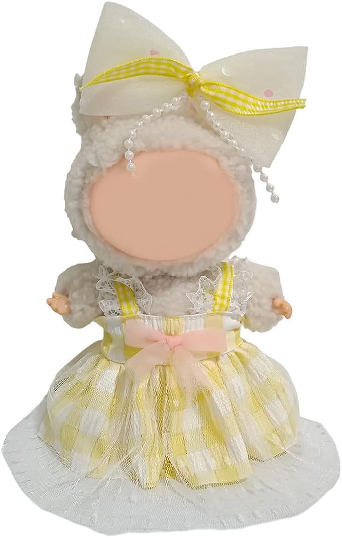 Doll Outfit Clothes Set for 17cm Dolls, Premium Fashion Princess Dress Jumpsuit for Dolls Accessories (NO Doll) (Yellow Bow and Dress)
