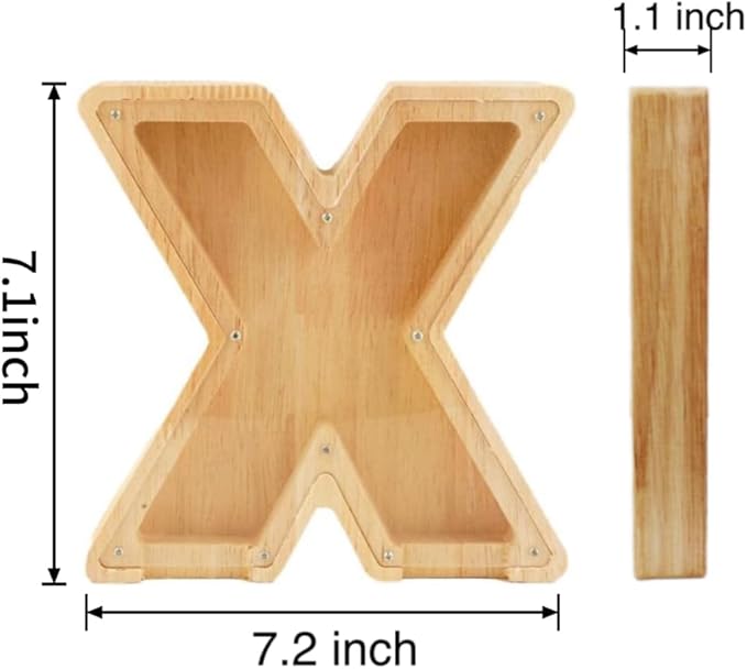 Twenty-six English Alphabet A-Z Letter Piggy Bank,Large-Capacity Transparent Wooden Alphabet Piggy Bank，Personalized Coin Savings Box, Name DIY Creative Purchase Combination.