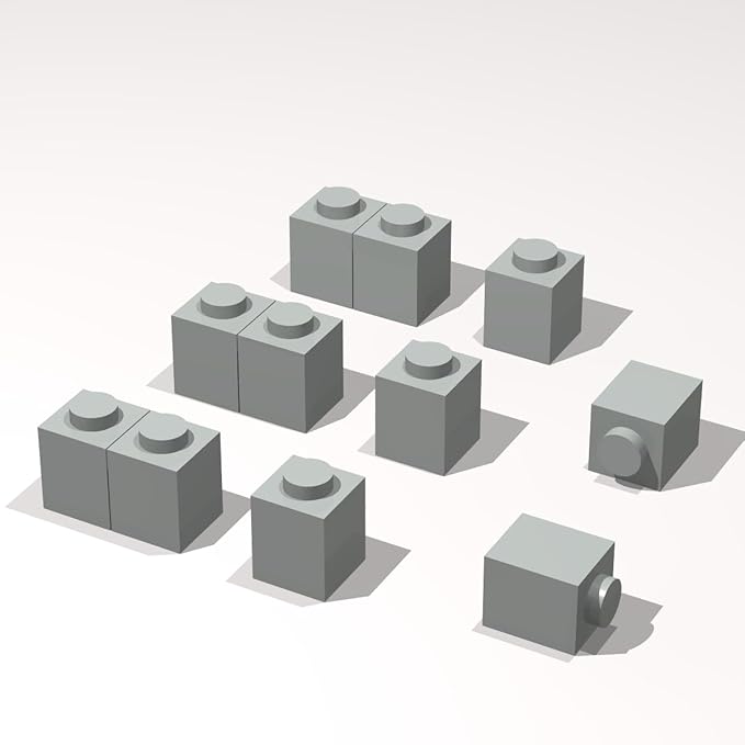 Classic Building Brick Bulk, 1x1 120 Piece, Compatible with Lego Parts and Pieces: (Color:Light Gray)