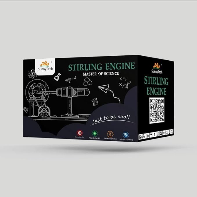 Sunnytech Hot Air Stirling Engine Motor Model Educational Toy Electricity Generator Colorful LED (SC001)