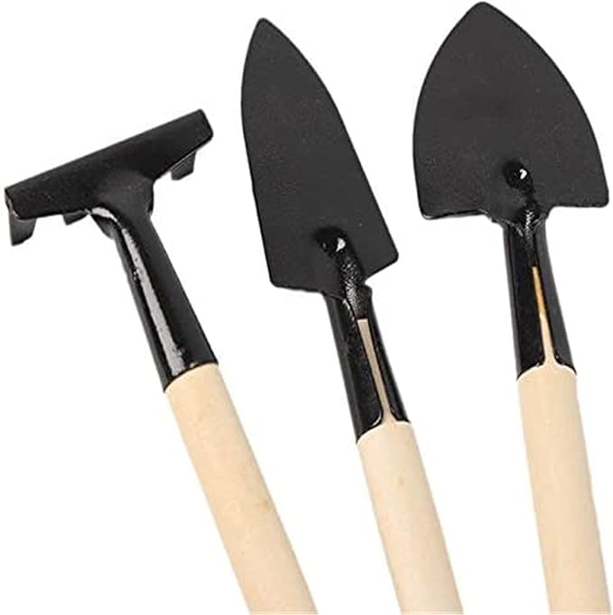 6 Pcs Garden Tools Mini Gardening Kit Plant Potted Flower Gadget Wooden Handles for Transplanting Seedlings, Cultivating and Weeding Flowers and Vegetable Seedlings
